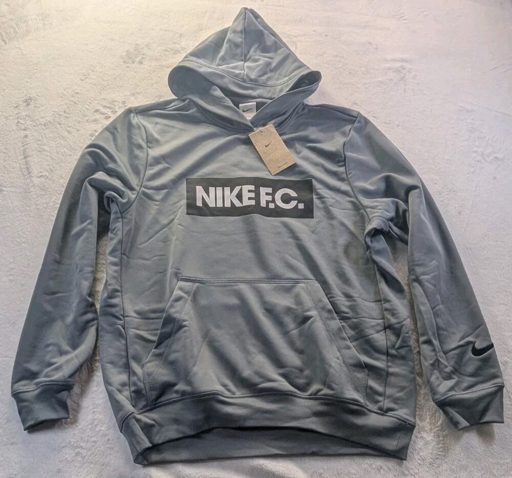 Nike F.C. Dri-Fit Mens Size Large Football Club Soccer Hoodie Pullover Gray NWT